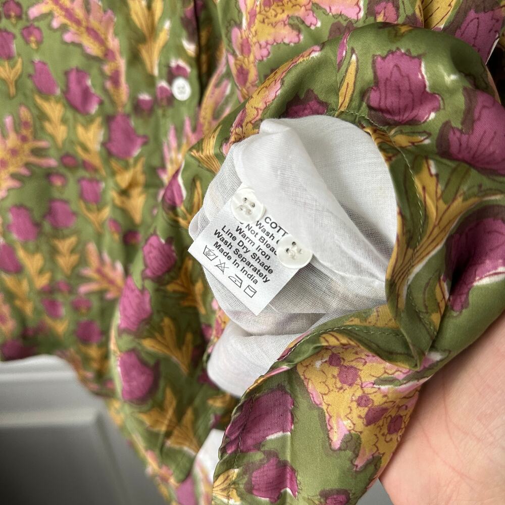 Clara The Label by Victoria Dunn Green Floral Button Down - L - Picture 4 of 6